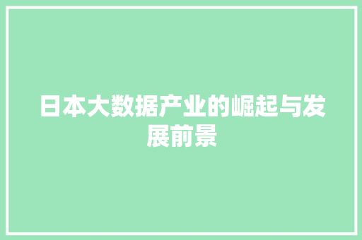日本大数据产业的崛起与发展前景
