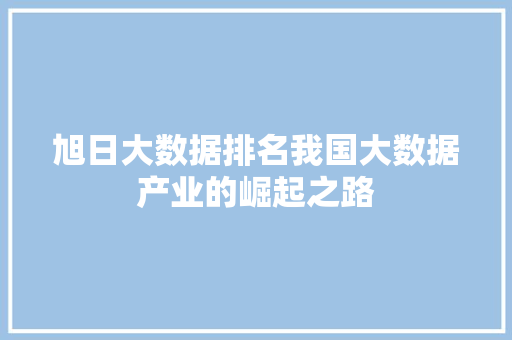 旭日大数据排名我国大数据产业的崛起之路 电脑配置
