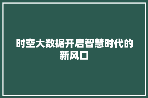 时空大数据开启智慧时代的新风口 电脑配置