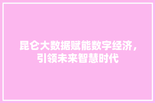 昆仑大数据赋能数字经济，引领未来智慧时代 电脑故障维修