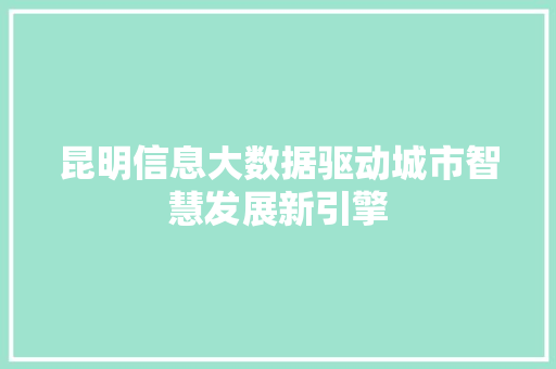 昆明信息大数据驱动城市智慧发展新引擎