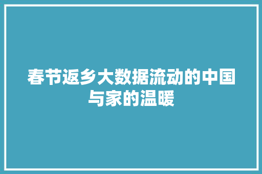 春节返乡大数据流动的中国与家的温暖 操作系统