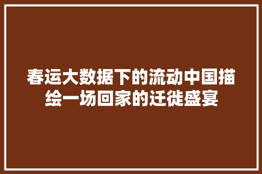 春运大数据下的流动中国描绘一场回家的迁徙盛宴