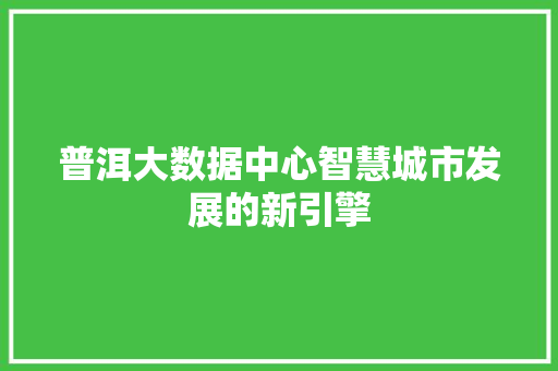 普洱大数据中心智慧城市发展的新引擎