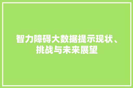 智力障碍大数据提示现状、挑战与未来展望