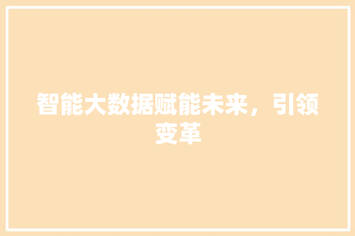 智能大数据赋能未来，引领变革