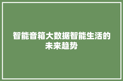 智能音箱大数据智能生活的未来趋势