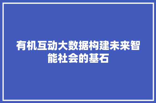 有机互动大数据构建未来智能社会的基石