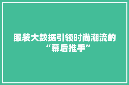服装大数据引领时尚潮流的“幕后推手”