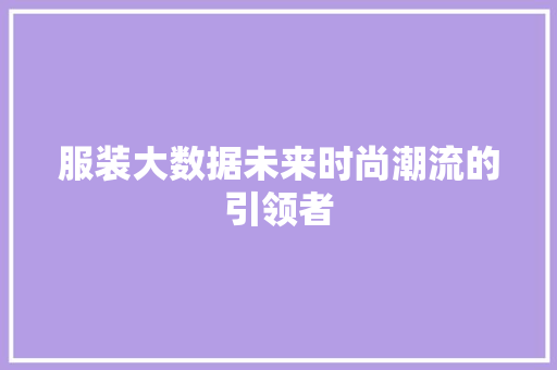 服装大数据未来时尚潮流的引领者