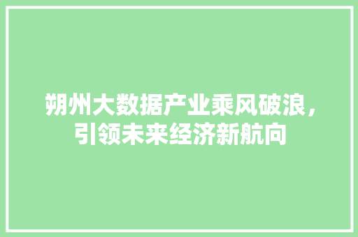 朔州大数据产业乘风破浪，引领未来经济新航向