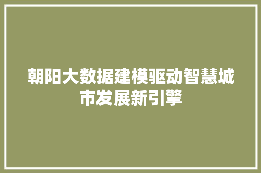 朝阳大数据建模驱动智慧城市发展新引擎