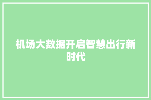 机场大数据开启智慧出行新时代
