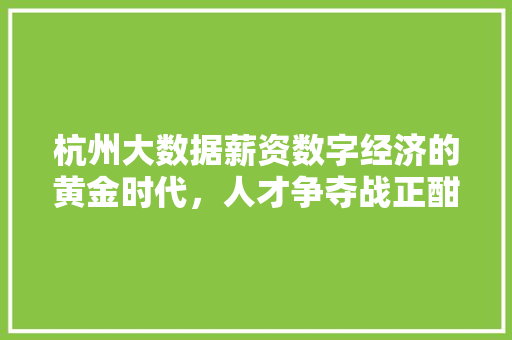 杭州大数据薪资数字经济的黄金时代，人才争夺战正酣