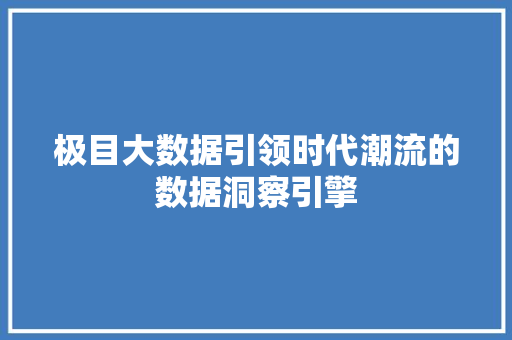极目大数据引领时代潮流的数据洞察引擎