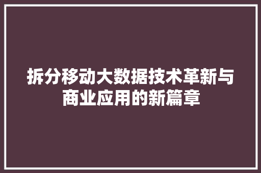 拆分移动大数据技术革新与商业应用的新篇章