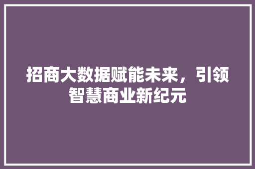 招商大数据赋能未来，引领智慧商业新纪元