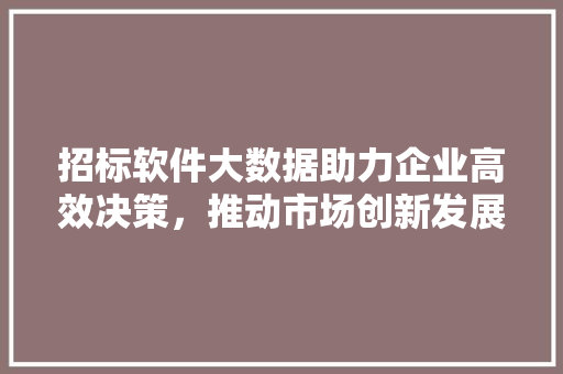 招标软件大数据助力企业高效决策，推动市场创新发展