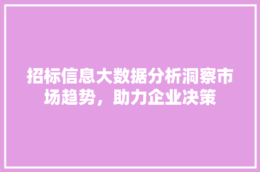 招标信息大数据分析洞察市场趋势，助力企业决策