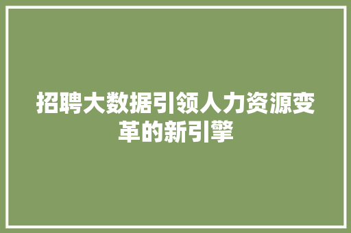 招聘大数据引领人力资源变革的新引擎