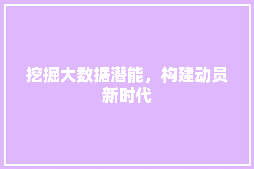 挖掘大数据潜能，构建动员新时代