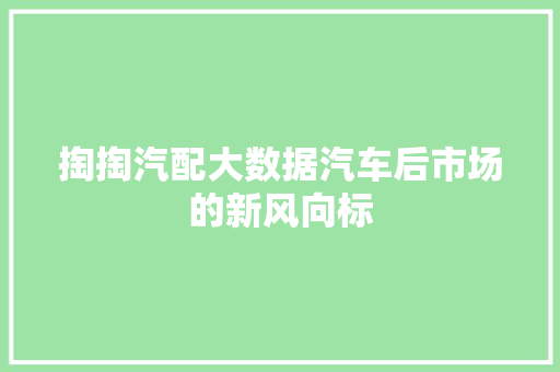 掏掏汽配大数据汽车后市场的新风向标