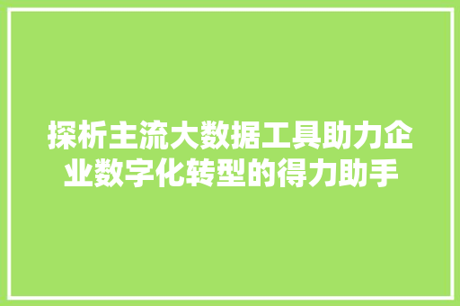 探析主流大数据工具助力企业数字化转型的得力助手