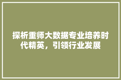 探析重师大数据专业培养时代精英，引领行业发展