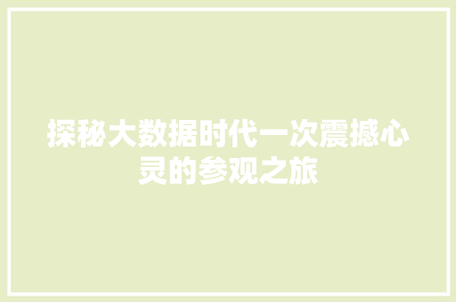 探秘大数据时代一次震撼心灵的参观之旅