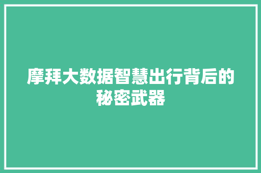 摩拜大数据智慧出行背后的秘密武器