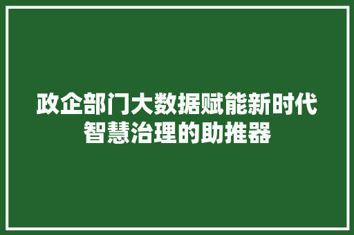 政企部门大数据赋能新时代智慧治理的助推器 电脑配置