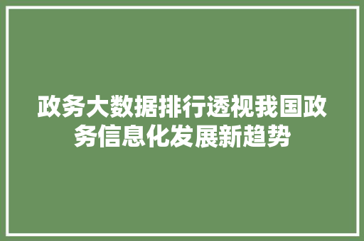 政务大数据排行透视我国政务信息化发展新趋势