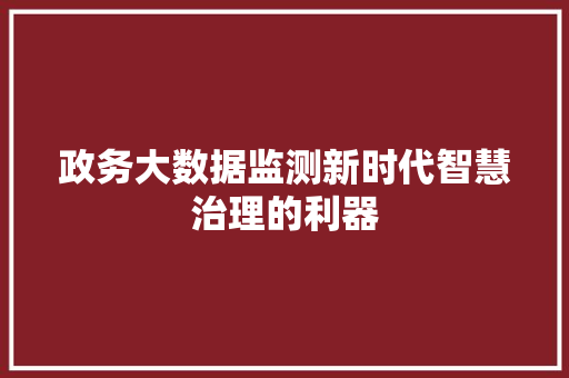 政务大数据监测新时代智慧治理的利器