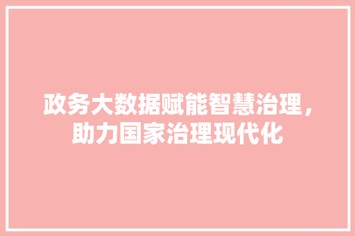 政务大数据赋能智慧治理，助力国家治理现代化
