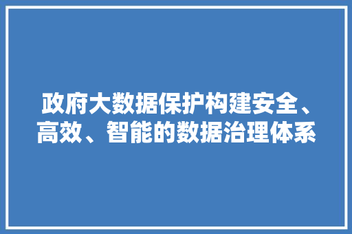 政府大数据保护构建安全、高效、智能的数据治理体系