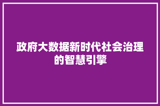 政府大数据新时代社会治理的智慧引擎