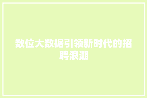 数位大数据引领新时代的招聘浪潮