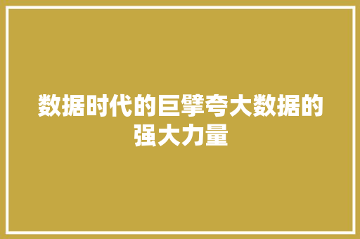 数据时代的巨擘夸大数据的强大力量 电脑配置 数据时代的巨擘夸大数据的强大力量 电脑配置