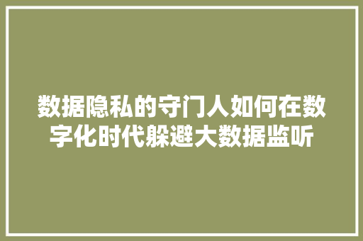 数据隐私的守门人如何在数字化时代躲避大数据监听 电脑配置