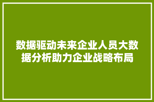 数据驱动未来企业人员大数据分析助力企业战略布局