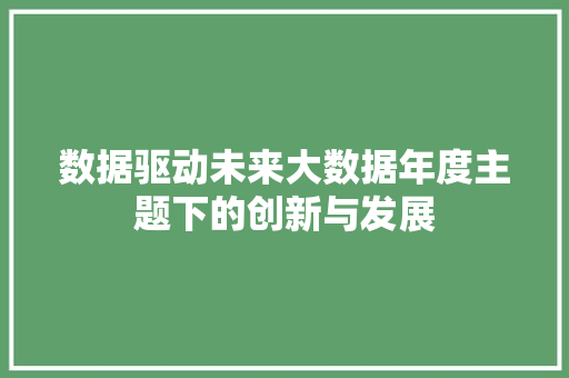 数据驱动未来大数据年度主题下的创新与发展