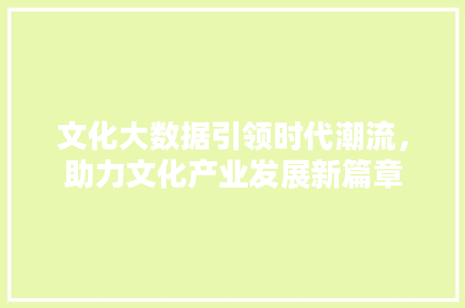 文化大数据引领时代潮流，助力文化产业发展新篇章