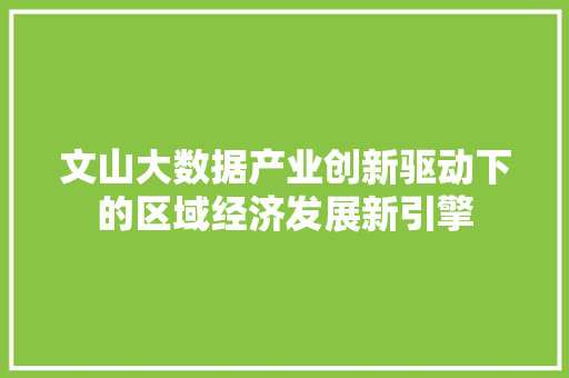 文山大数据产业创新驱动下的区域经济发展新引擎