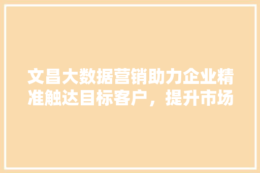 文昌大数据营销助力企业精准触达目标客户，提升市场竞争力