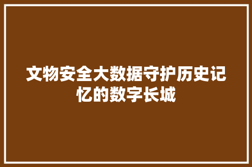 文物安全大数据守护历史记忆的数字长城