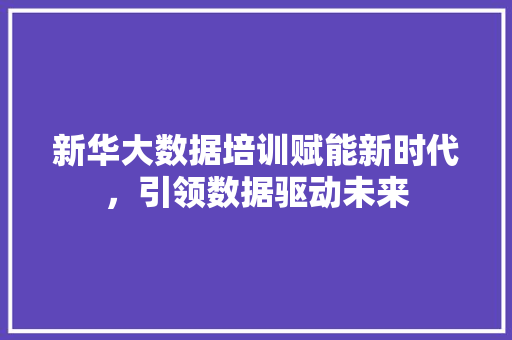 新华大数据培训赋能新时代，引领数据驱动未来
