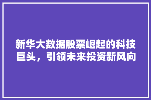 新华大数据股票崛起的科技巨头，引领未来投资新风向