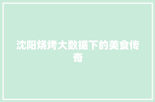 沈阳烧烤大数据下的美食传奇