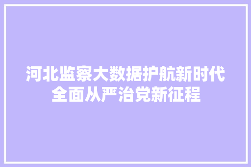 河北监察大数据护航新时代全面从严治党新征程