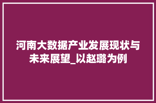 河南大数据产业发展现状与未来展望_以赵璐为例